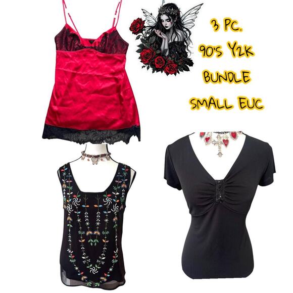 90'S Y2K 3 PC.DARK FAIRY WHIMSY GOTH BUNDLE SMALL - Picture 1 of 8